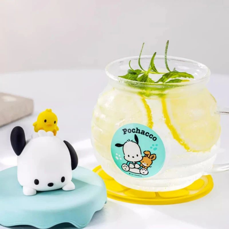 Sanrio Hello Kitty Kuromi HoneyCan Shaped 420ML Glass Cup With Silicone Lid Cute Kids Water Drin 2