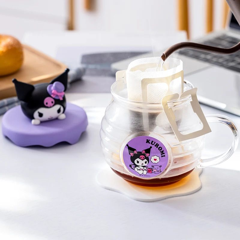 Sanrio Hello Kitty Kuromi HoneyCan Shaped 420ML Glass Cup With Silicone Lid Cute Kids Water Drin 3