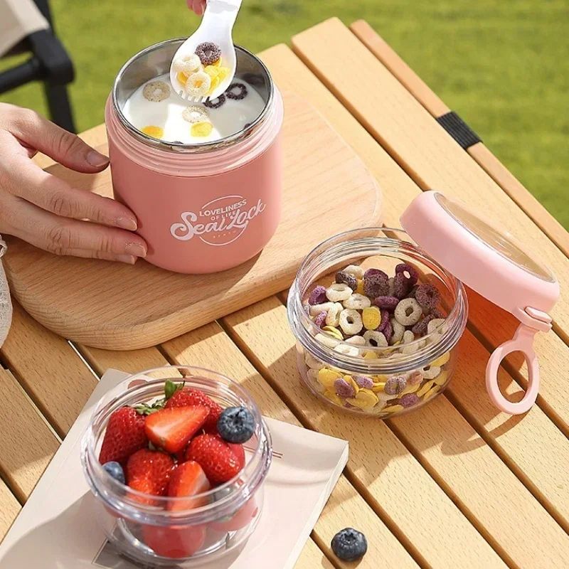 Stainless Steel Insulated Soup Thermos Cup With Spoon Leakproof Oatmeal Lunch Food Jar 3