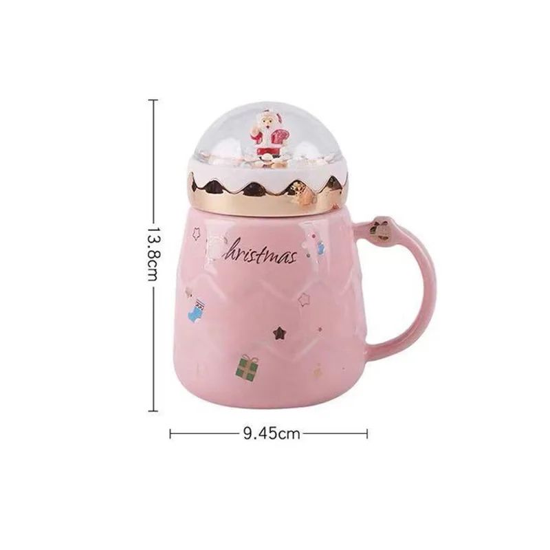 Santa SnowGlobe Lid Ceramic Christmas Mug 500ml Cute Christmas Mug With Lid Gift Cup 5