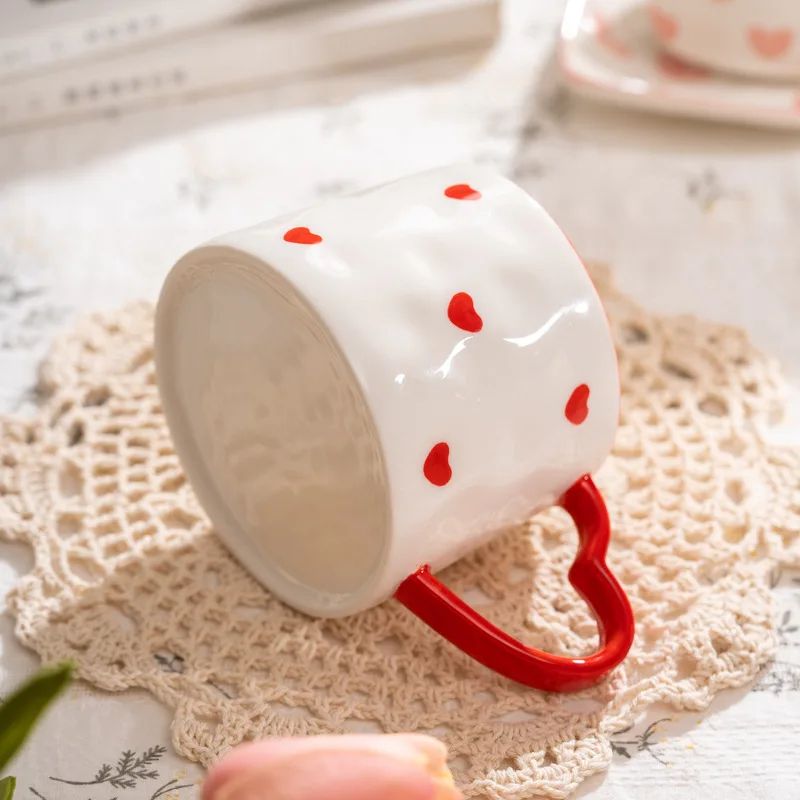 HandPainted Ceramic Heart Handle Mug 201300ml Romantic Love Coffee Tea Cup 4