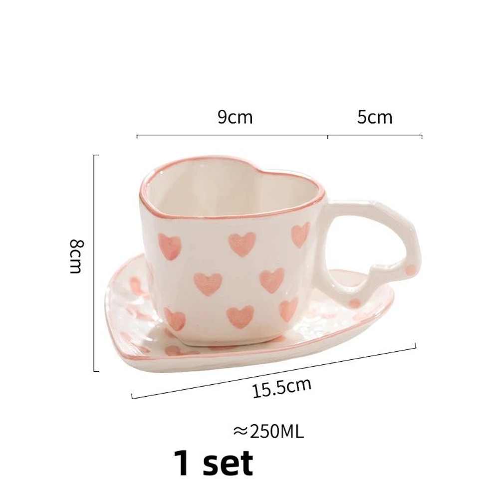 HandPainted Ceramic Heart Handle Mug 201300ml Romantic Love Coffee Tea Cup 5