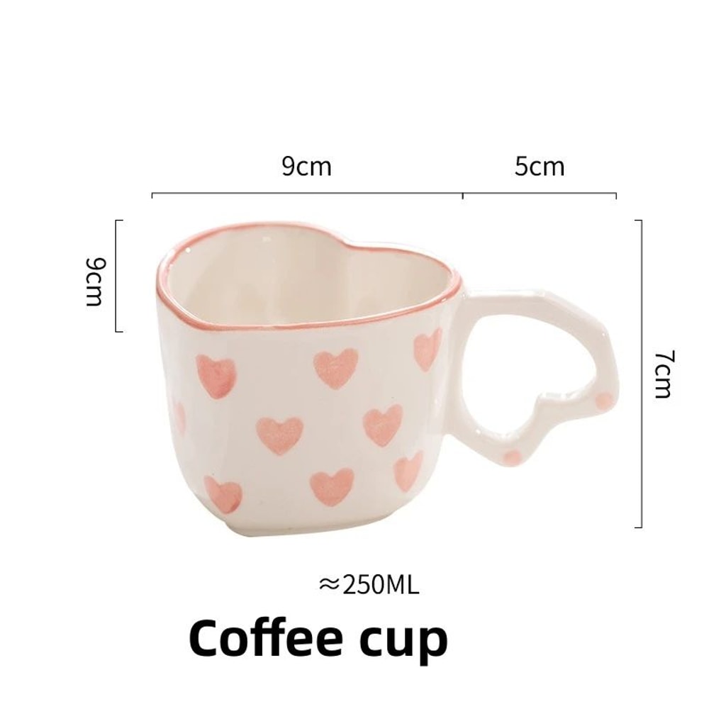 HandPainted Ceramic Heart Handle Mug 201300ml Romantic Love Coffee Tea Cup 7