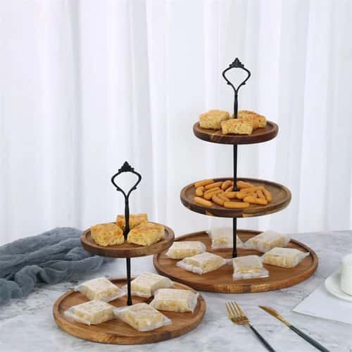 Removable 2–3 Layer Wooden Cake Stand Tiered Dessert Display Tray