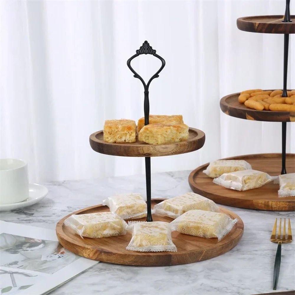 Removable 23 Layer Wooden Cake Stand Tiered Dessert Display Tray 4