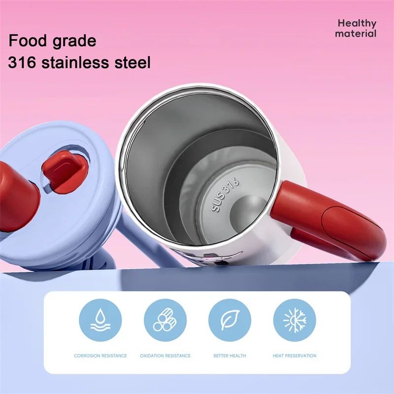 Cooker King Cute Insulated Travel Mug With Straw Stainless Steel Thermos Cup 12L 1