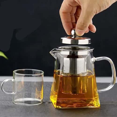 Premium Borosilicate Glass Teapot with Infuser – Heat-Resistant Clear Brew Pot (350/550/750 ML)