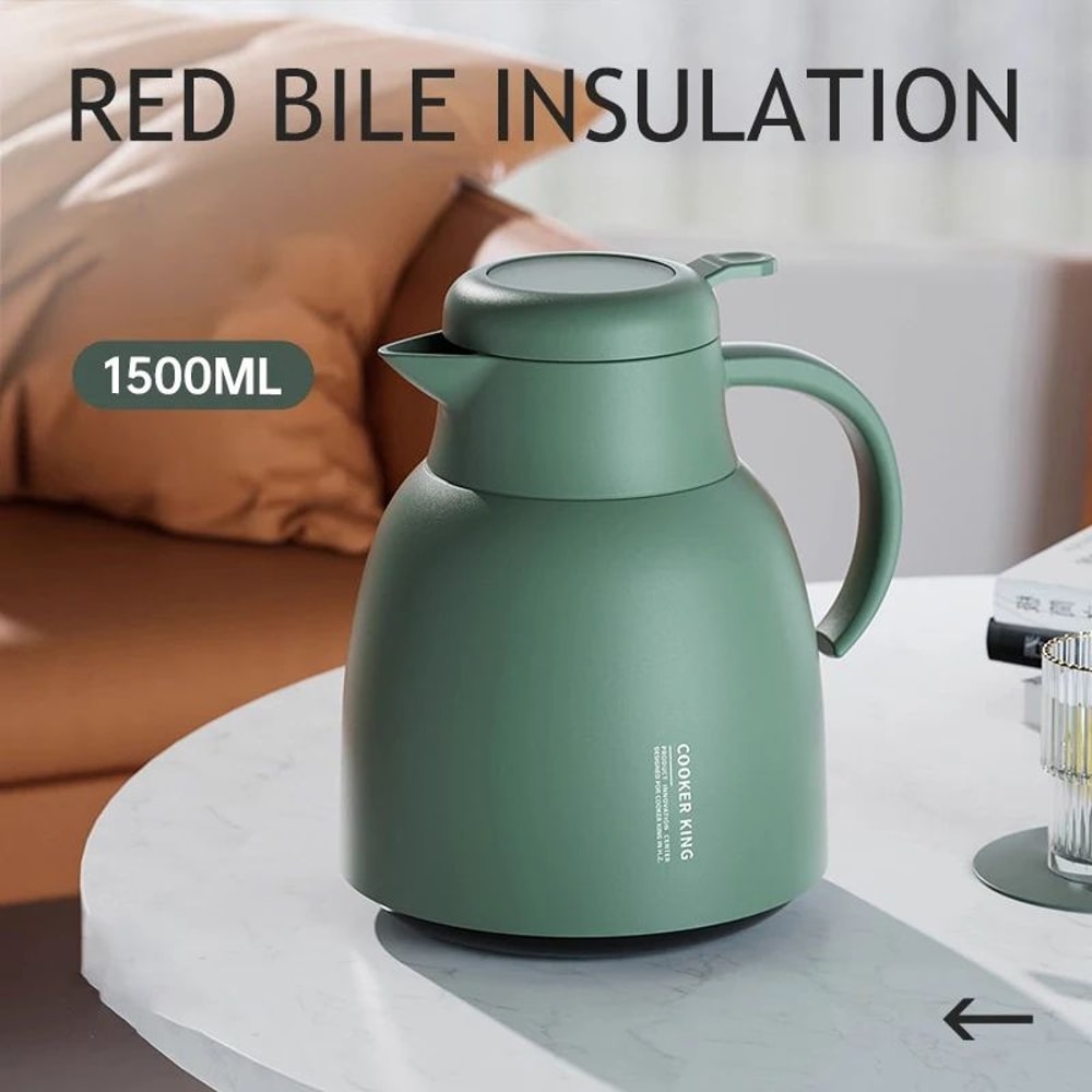 COOKER KING 1500ML Glass Thermal Kettle Portable Insulated Water Pot For Hot Cold Drinks 7