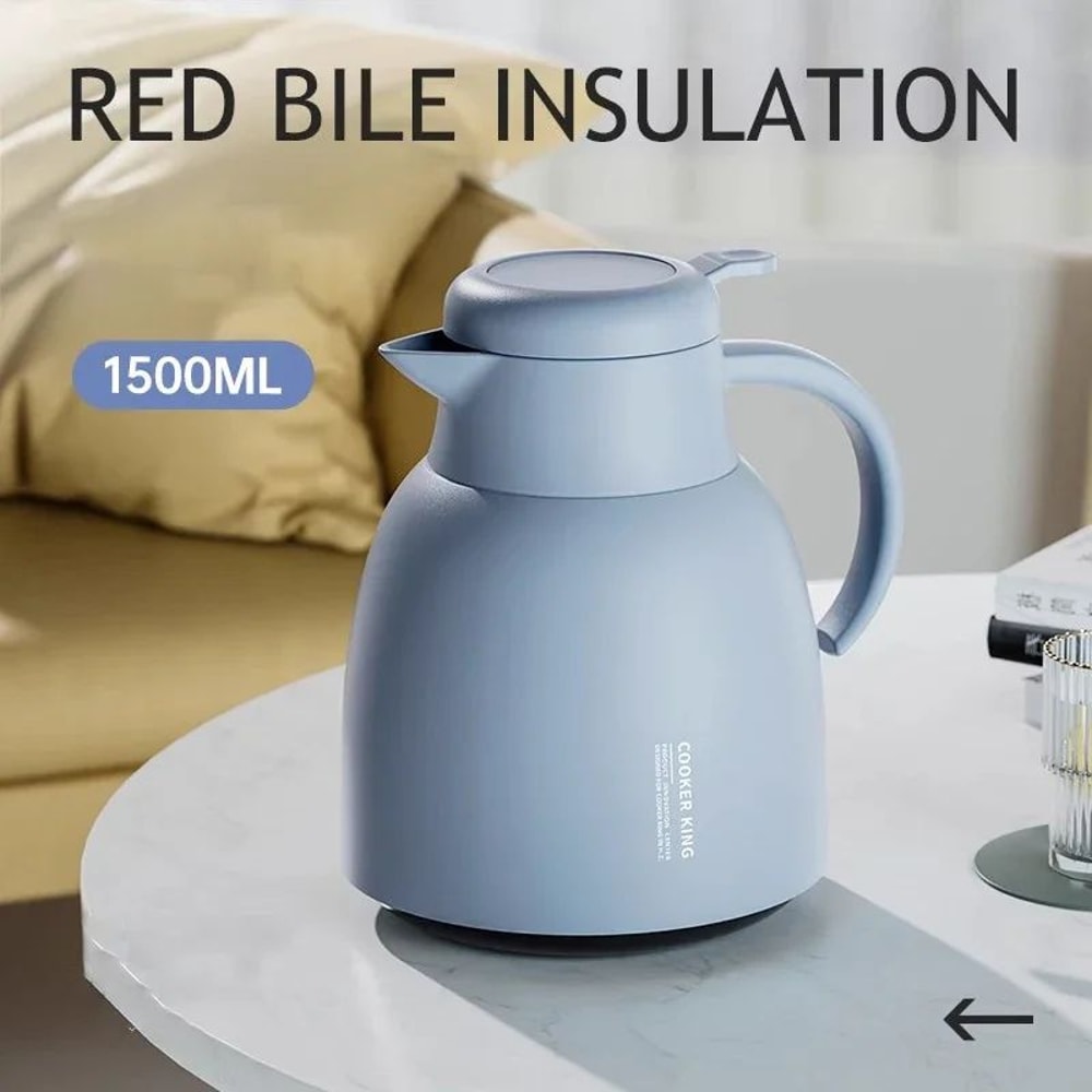COOKER KING 1500ML Glass Thermal Kettle Portable Insulated Water Pot For Hot Cold Drinks 8
