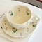 HandPainted Ceramic Coffee Cup With Saucer Set Cute Tea Cup For Cozy Breakfasts 0