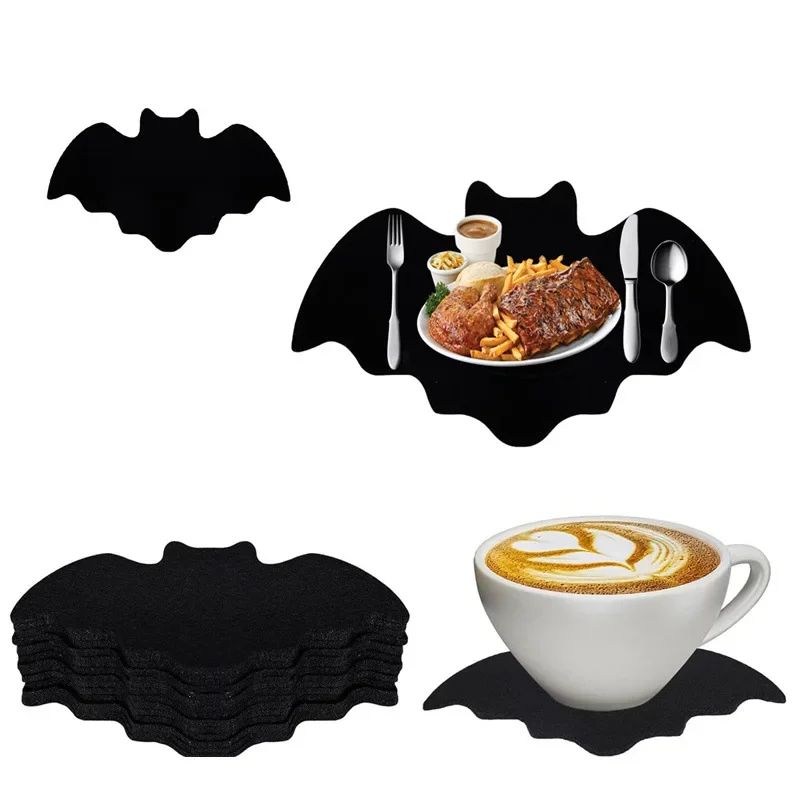 Creative Felt Bat Halloween Table Mat Halloween Table Mat NonSlip HeatResistant Decor For Spooky D 0