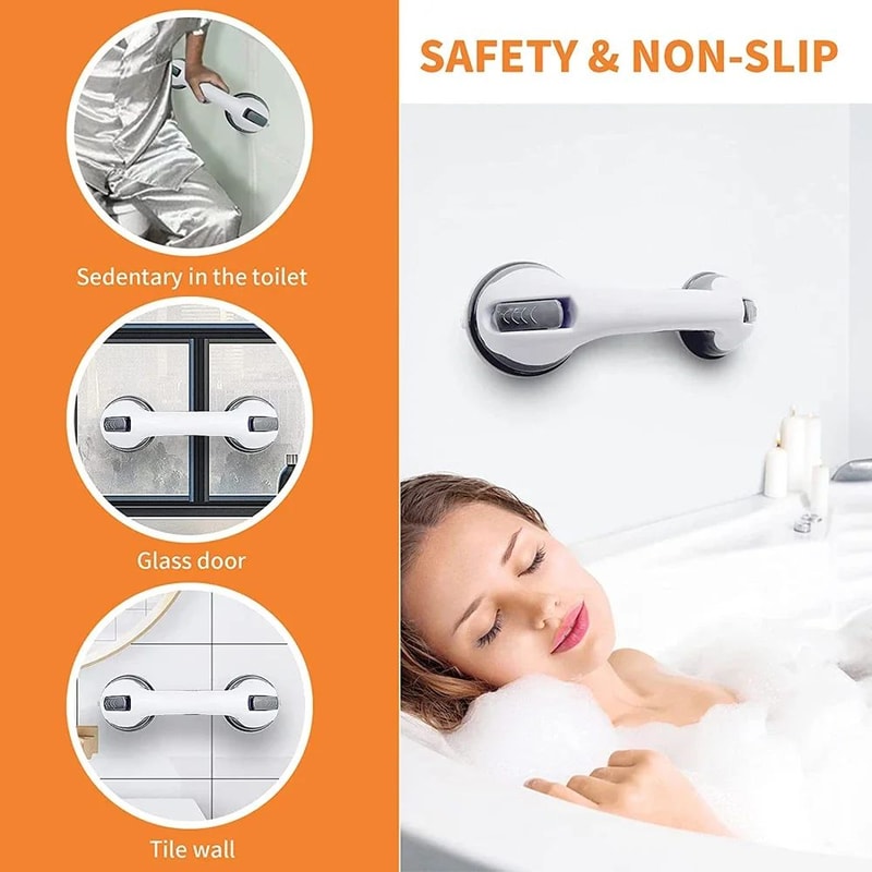 UltraGrip DualLock Suction Shower Grab Bar Portable Bathroom Safety Handle 3