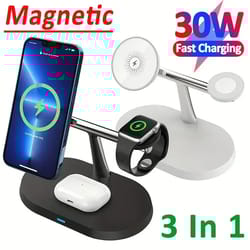 baseus qi2 3-in-1 magnetic wireless charging station stand (15w) with cooling