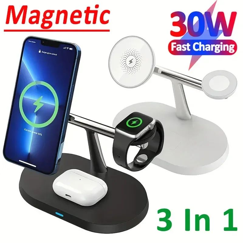 Baseus Qi2 3in1 Magnetic Wireless Charging Station Stand 15W With Cooling 0