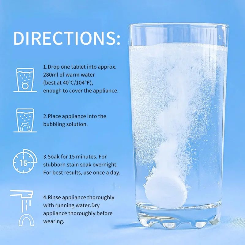 Premium Braces Denture Cleaning Effervescent Tablets Deep Clean Oral Appliance Care 2