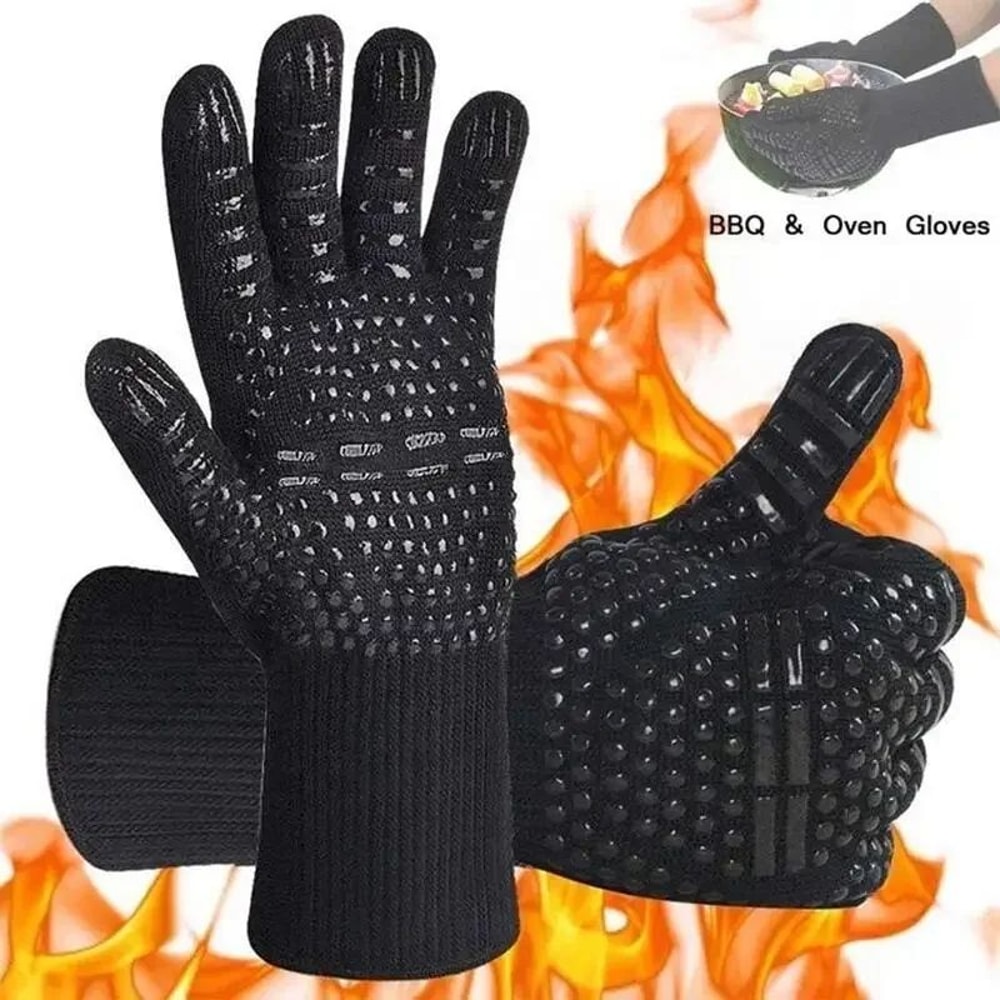 1472F Heat Resistant Gloves For Grilling And Baking NonSlip Silicone BBQ Gloves 0