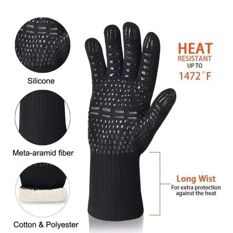 1472F Heat Resistant Gloves For Grilling And Baking NonSlip Silicone BBQ Gloves 1