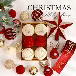 premium flocked christmas ball ornaments – elegant christmas tree decorations & window display ornaments