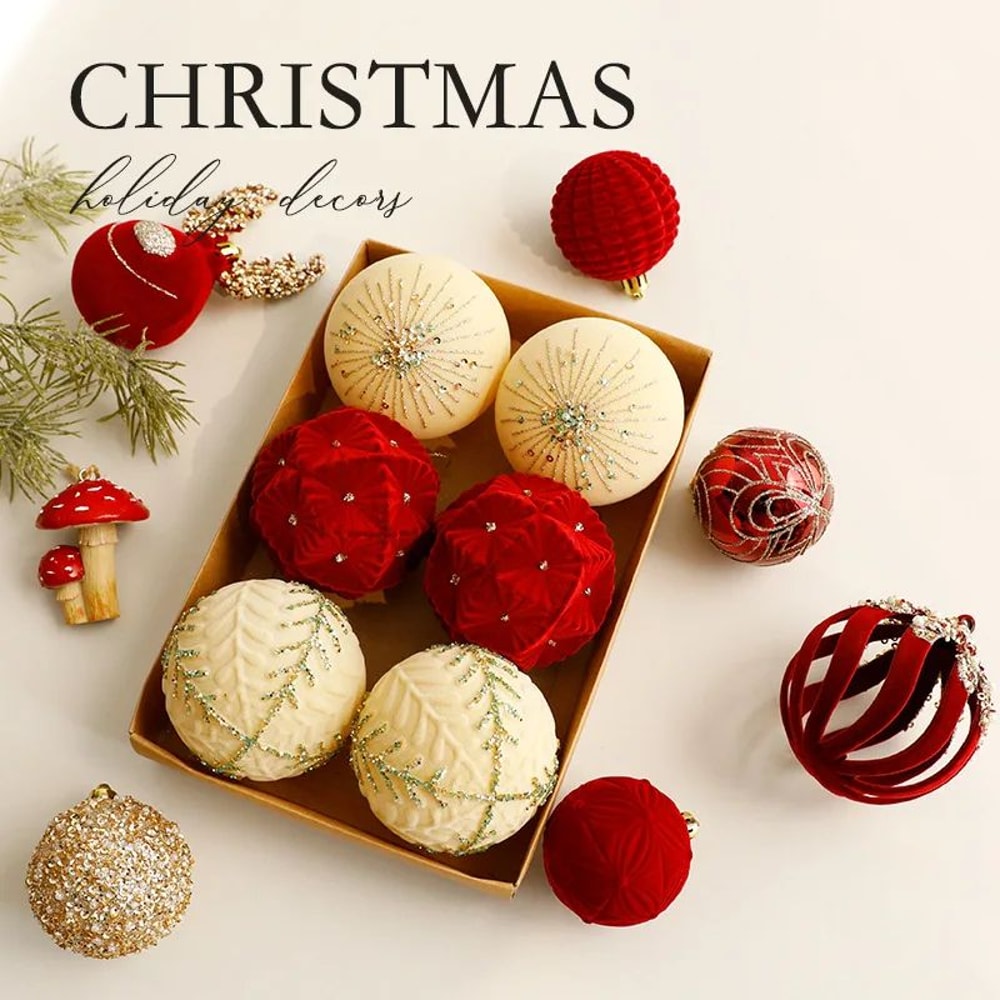 Premium Flocked Christmas Ball Ornaments Elegant Christmas Tree Decorations Window Display Orname 1