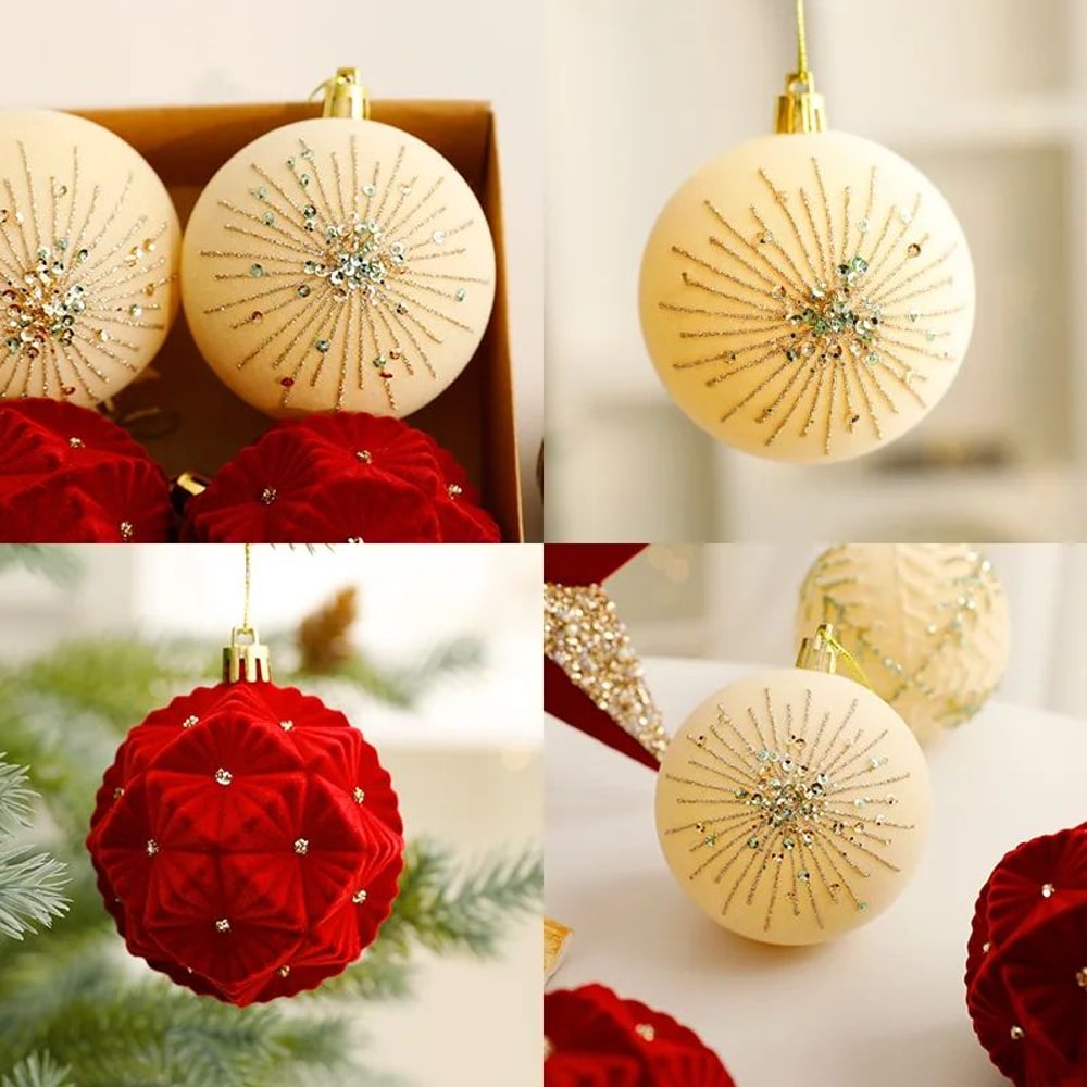 Premium Flocked Christmas Ball Ornaments Elegant Christmas Tree Decorations Window Display Orname 3
