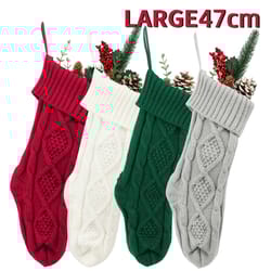 cozy large knitted christmas stocking gift bag for fireplace & holiday decor