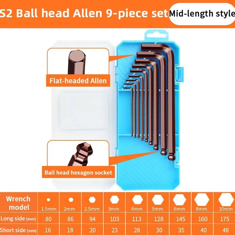 Electric Allen Key Set Metric Hex Wrench Screwdriver Kit With Torque Sleeves BoxPacked 5