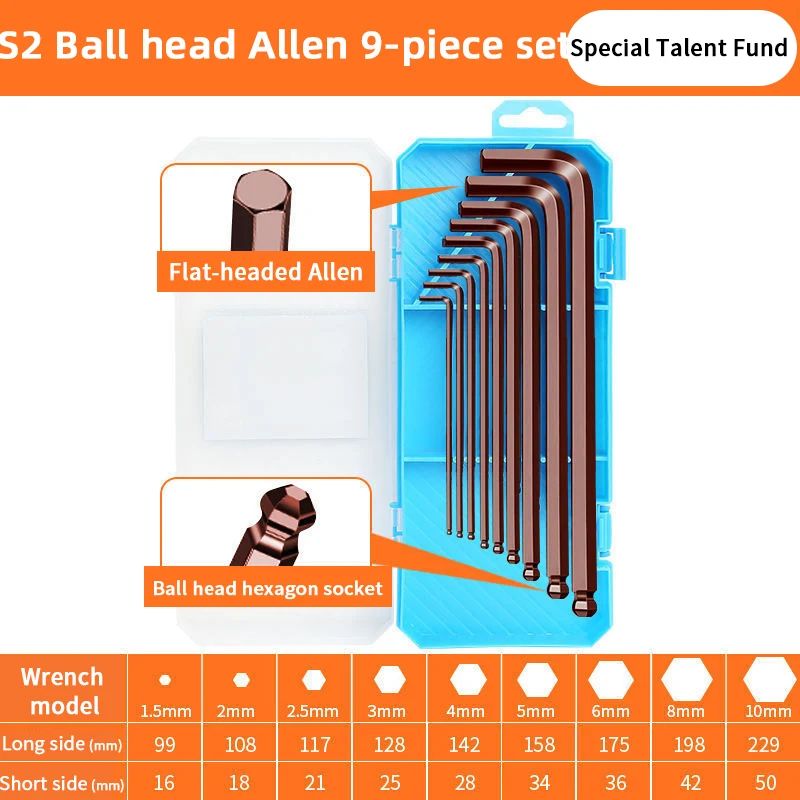 Electric Allen Key Set Metric Hex Wrench Screwdriver Kit With Torque Sleeves BoxPacked 7