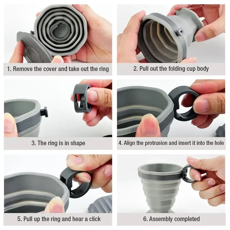 Collapsible Silicone Cup With Lid Foldable Travel Cup For Coffee Water Mouthwash 2