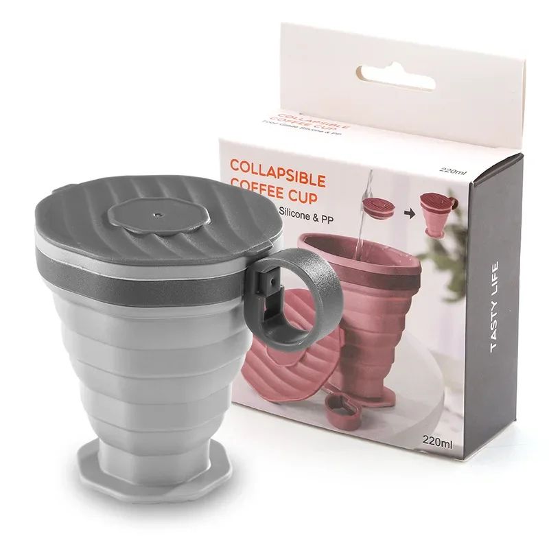 Collapsible Silicone Cup With Lid Foldable Travel Cup For Coffee Water Mouthwash 7