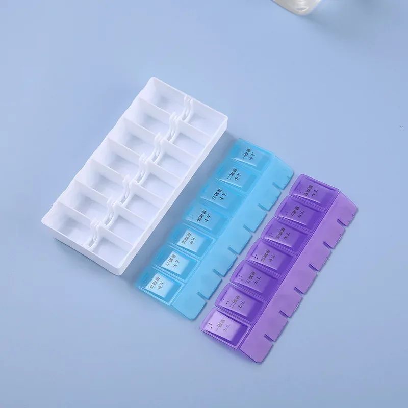 Portable 7 Day Pill Organizer Travel Case With 14 Compartments AM PM Weekly Pill Box 1