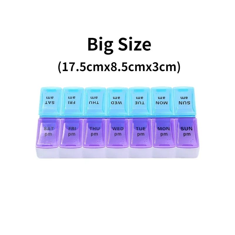Portable 7 Day Pill Organizer Travel Case With 14 Compartments AM PM Weekly Pill Box 11