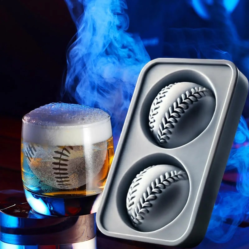 Hockey Baseball Silicone Ice Mold Set For Cocktails Hockey Puck Ice Mold Baseball Ice Cube Tray 3