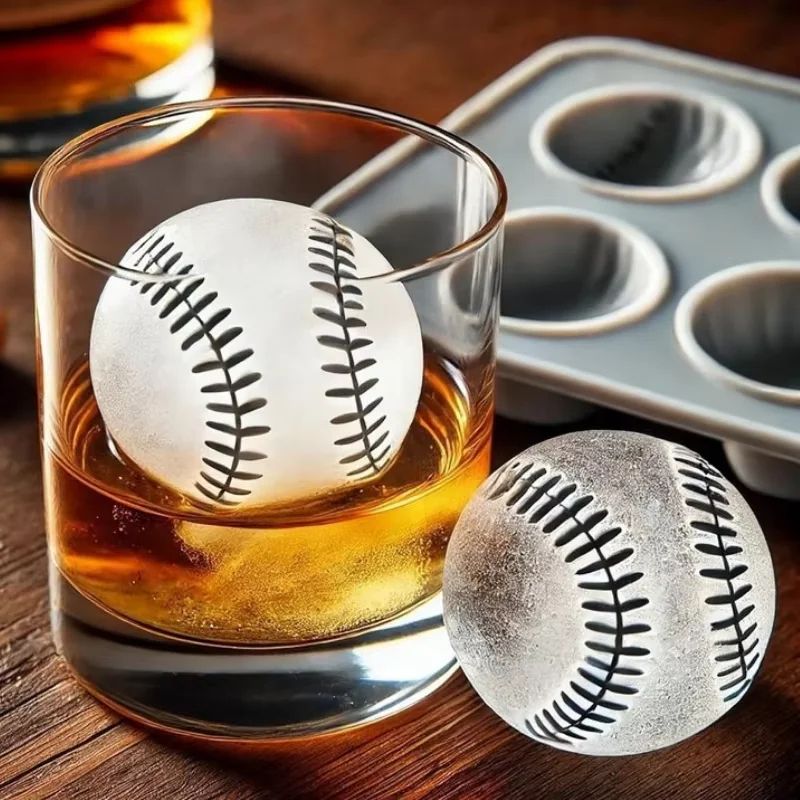 Hockey Baseball Silicone Ice Mold Set For Cocktails Hockey Puck Ice Mold Baseball Ice Cube Tray 6