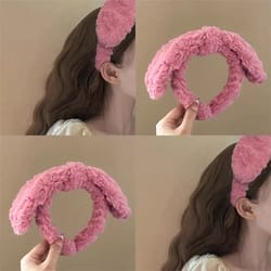 plush hairband rabbit ear spa headband for face wash and makeup