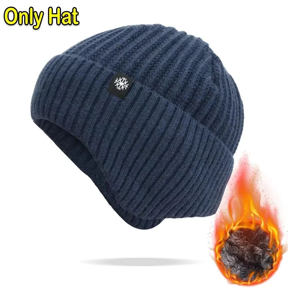 Mens Winter Hat With Visor Faux Fur Lined Knitted Bomber Cap With Earflaps 6