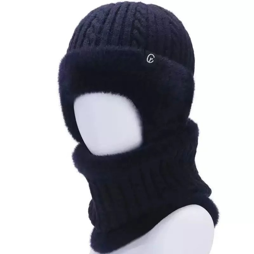 Mens Winter Hat With Visor Faux Fur Lined Knitted Bomber Cap With Earflaps 10