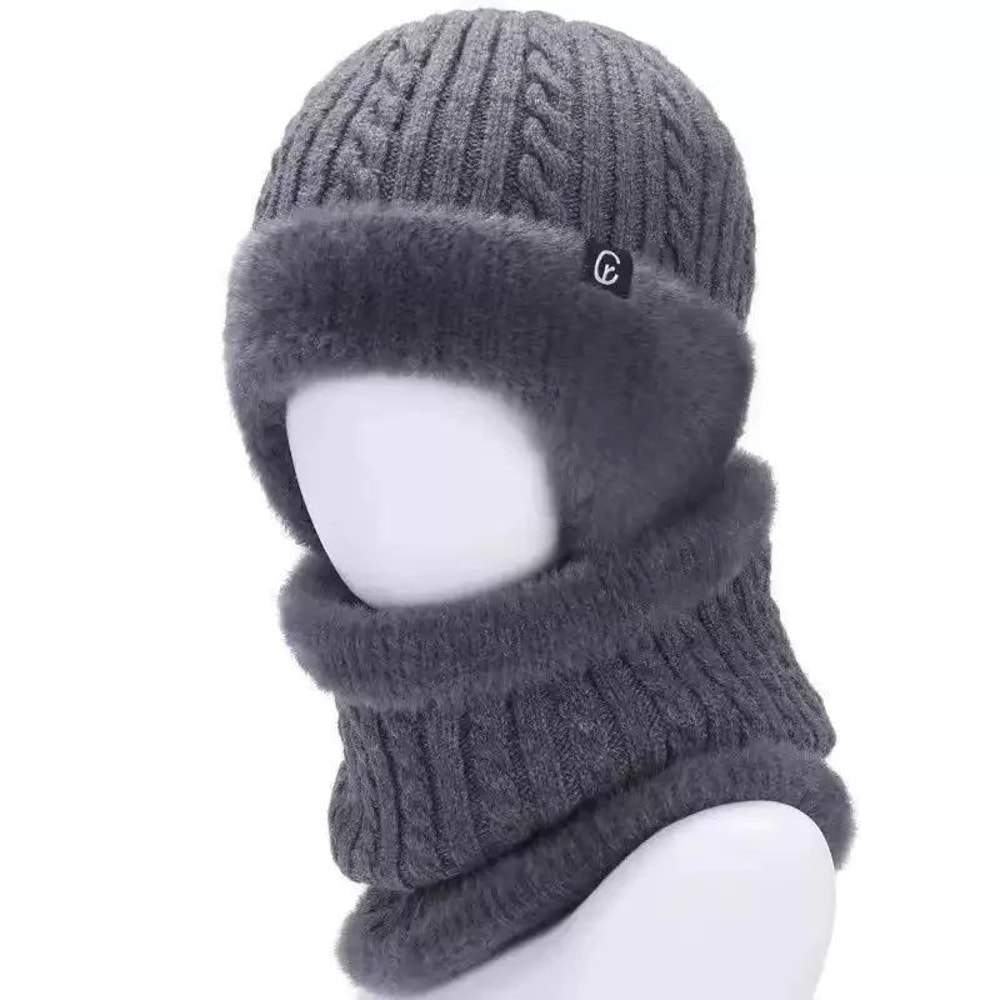 Mens Winter Hat With Visor Faux Fur Lined Knitted Bomber Cap With Earflaps 11