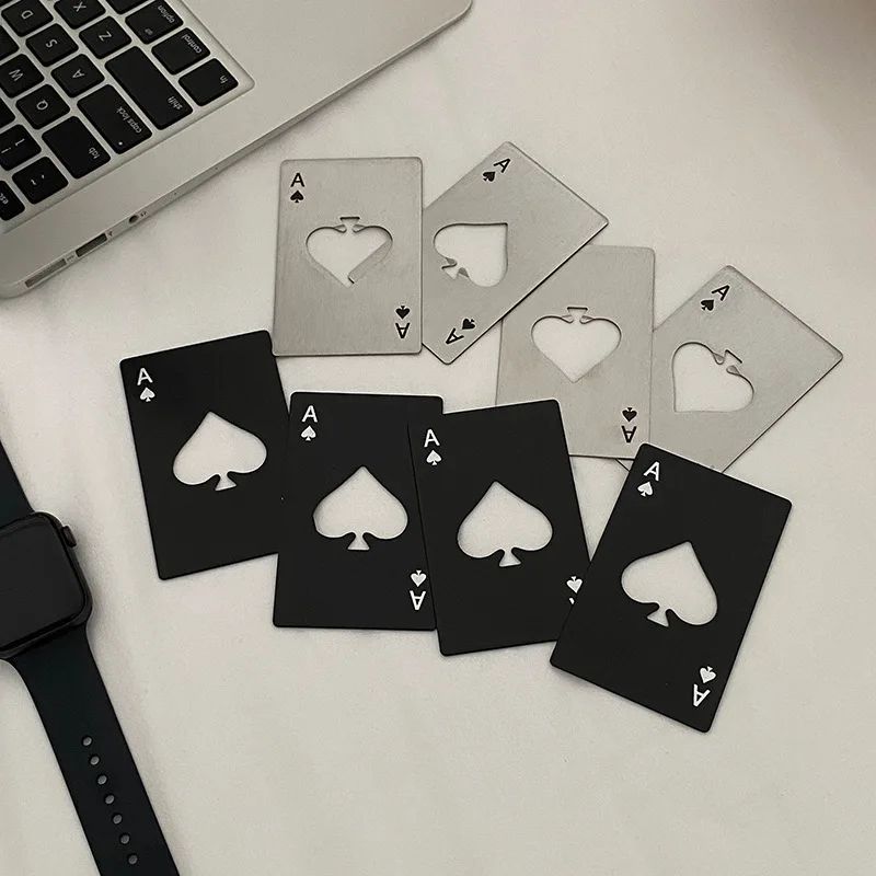 Personalized Ace Of Spades Credit Card Bottle Opener Stainless Steel Poker Card Opener 2