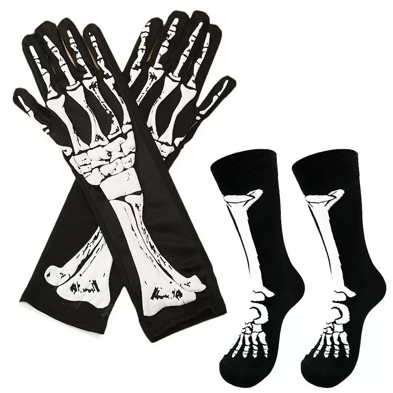 Long Skeleton Gloves For Halloween Costumes Skeleton Hand Gloves For Cosplay Parties 0