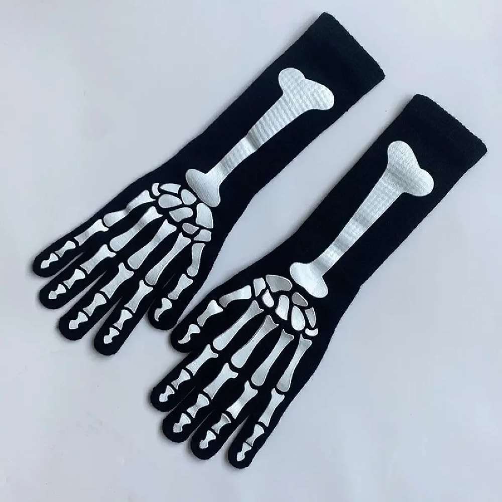 Long Skeleton Gloves For Halloween Costumes Skeleton Hand Gloves For Cosplay Parties 2