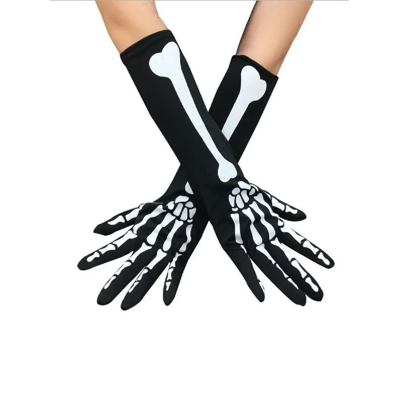Long Skeleton Gloves For Halloween Costumes Skeleton Hand Gloves For Cosplay Parties 3