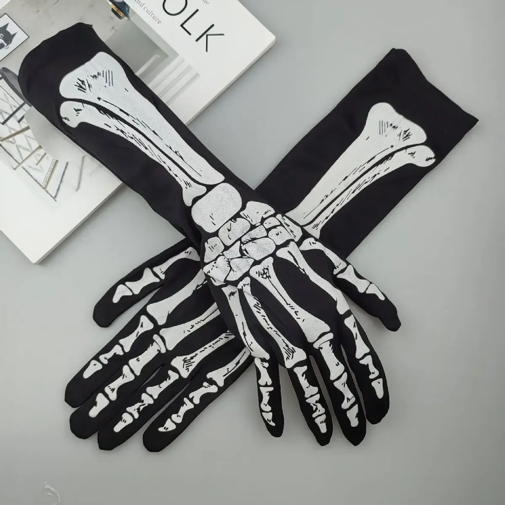 Long Skeleton Gloves For Halloween Costumes Skeleton Hand Gloves For Cosplay Parties 6