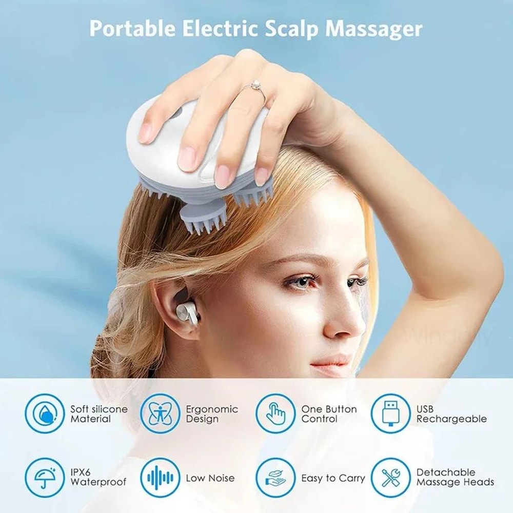 Electric Scalp Body Massager With Deep Kneading Nodes Cordless StressRelief Head Massager 3