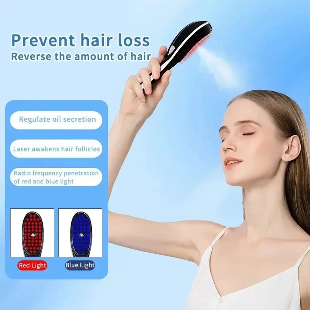 Red Blue LED Scalp Massage Comb With Vibration For ThickerLooking Hair 2