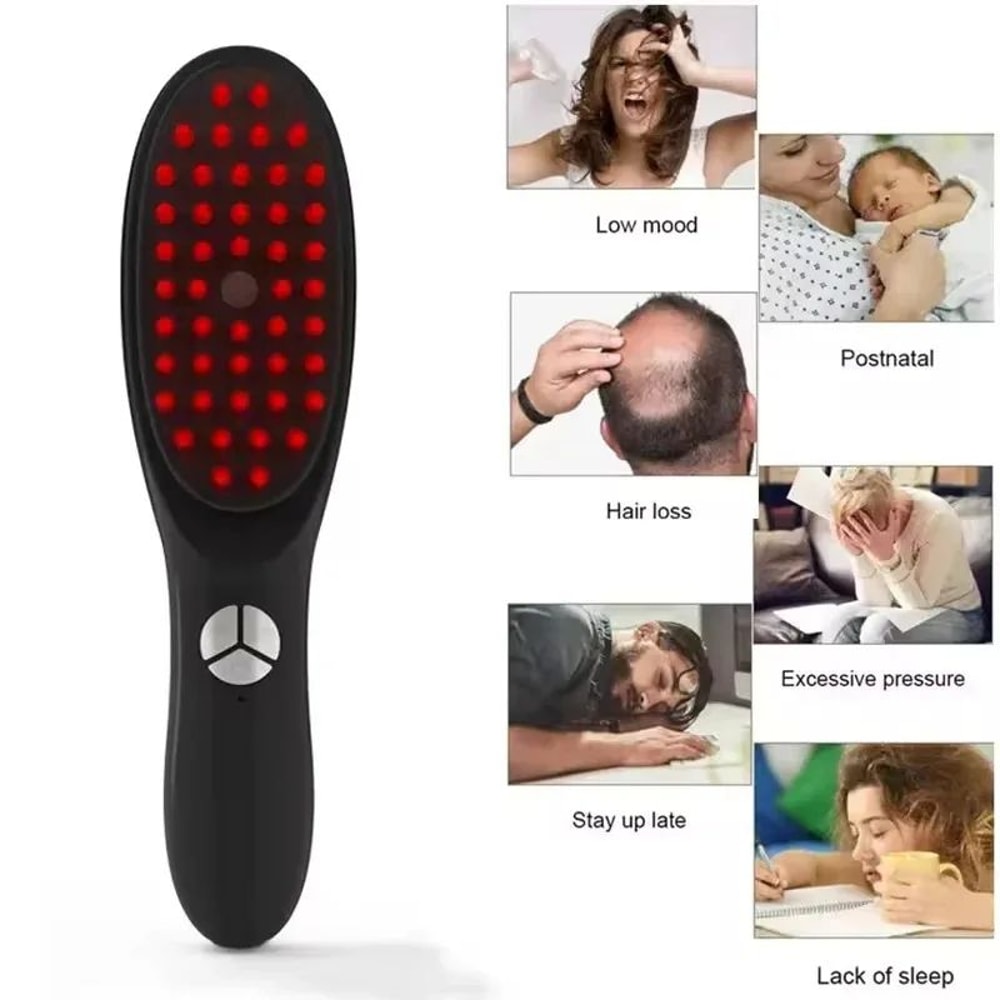 Red Blue LED Scalp Massage Comb With Vibration For ThickerLooking Hair 5