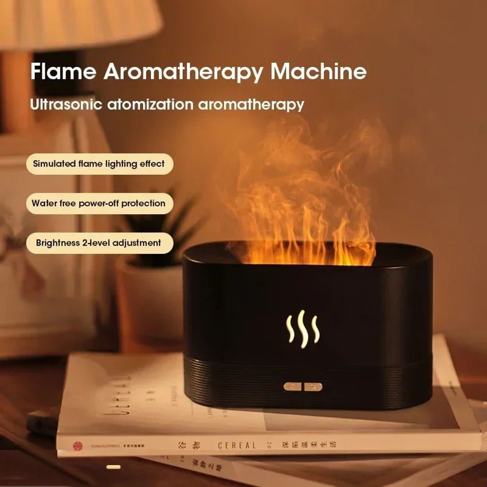 Flame Effect Aromatherapy Diffuser Ultrasonic Humidifier With LED Ambient Light 0