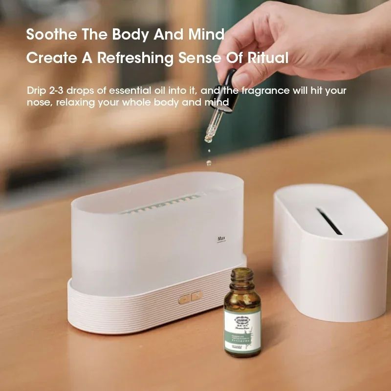 Flame Effect Aromatherapy Diffuser Ultrasonic Humidifier With LED Ambient Light 3