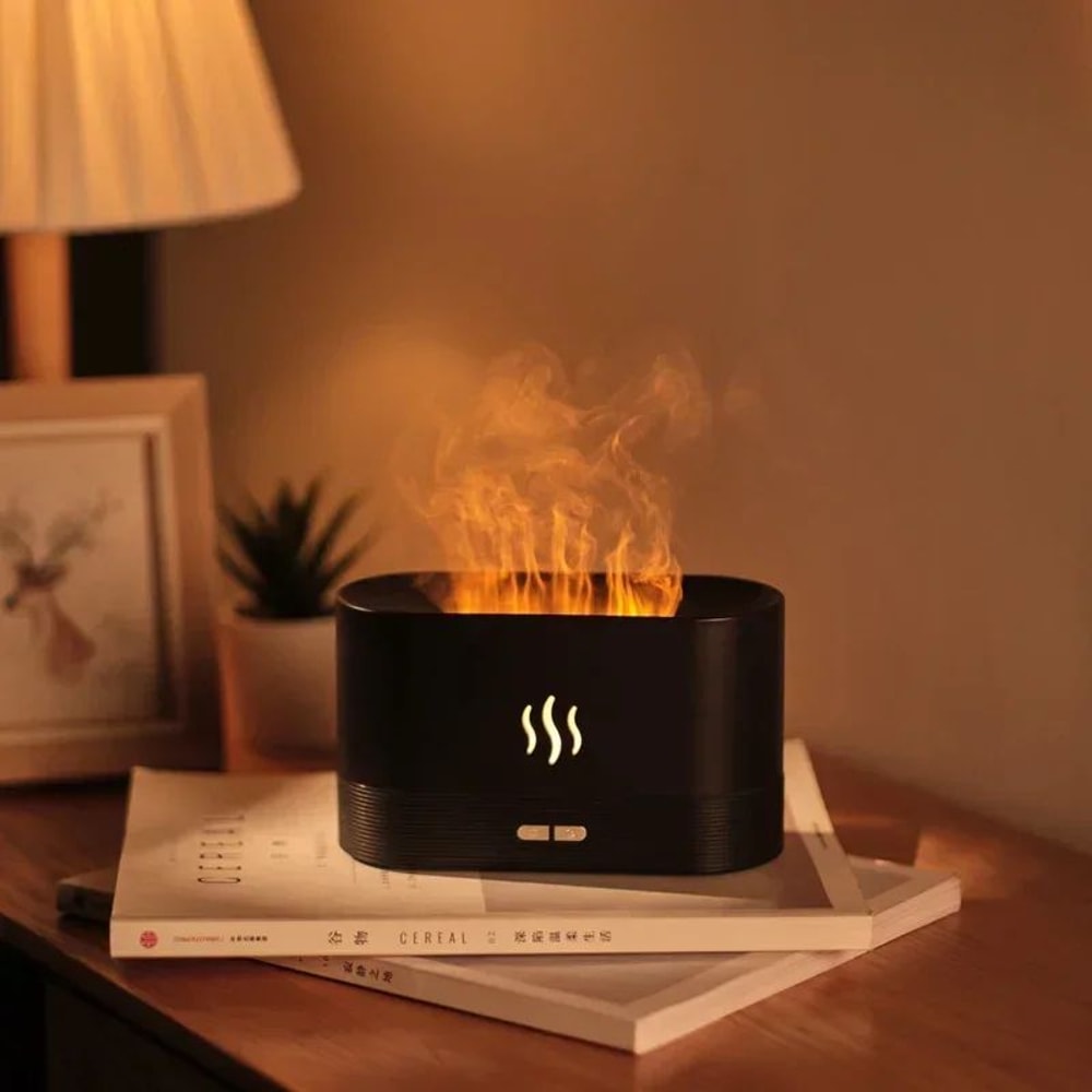 Flame Effect Aromatherapy Diffuser Ultrasonic Humidifier With LED Ambient Light 4
