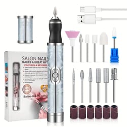 salon-smooth portable nail polisher pen, 5-in-1 electric nail drill with nail drill bits