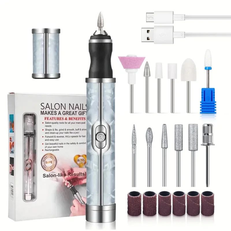 SalonSmooth Portable Nail Polisher Pen 5in1 Electric Nail Drill With Nail Drill Bits 0